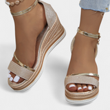Corinne Sandalias Ortopédicas con Plataforma Wedge y Brillante Acabado para Estilo y Comodidad