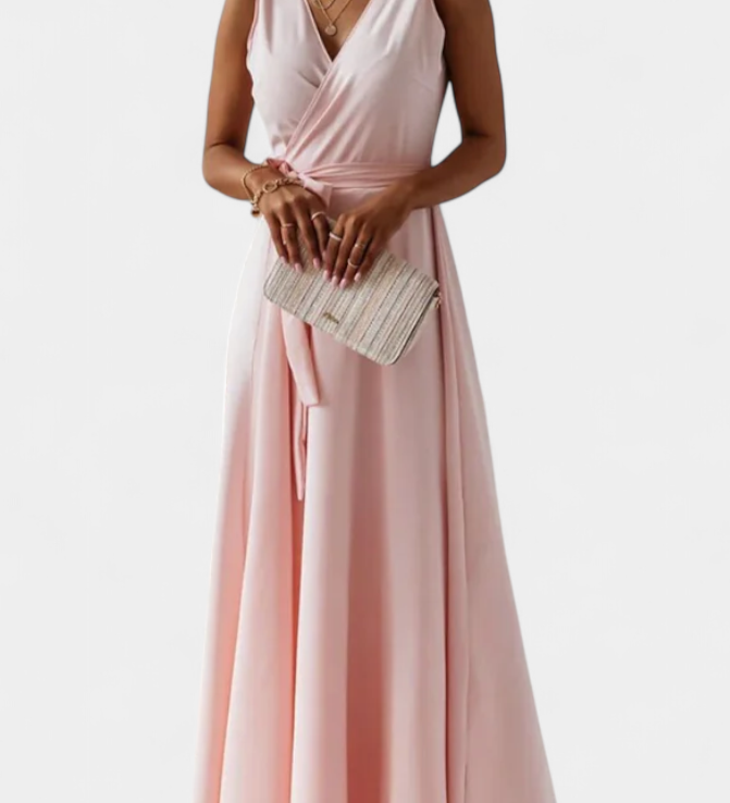 Marla – Elegante Vestido Largo con Escote en V y Corte Fluid