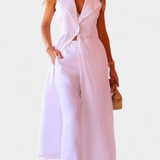 Eider Elegante Conjunto con Chaleco Largo y Pantalón Recto para Estilo y Comodidad