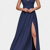 Vestido Largo Rocío con Elegante Drapeado Frontal y Escote Cruzado