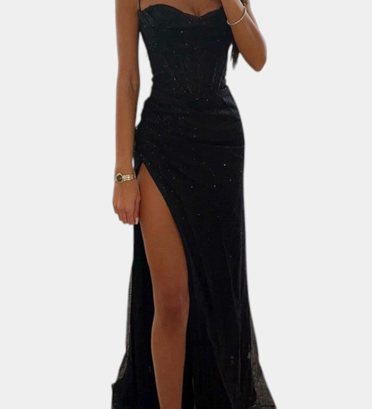 Vestido Armónico de Corpiño con Tirantes de Espagueti para un Estilo Chic y Elegante