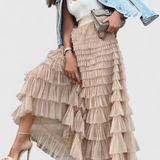 Elegante falda larga de tul con diseño vintage de Capucine