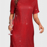 Vestido Mini Brillante Loreen con Corte Relajado para un Estilo Elegante y Confortable
