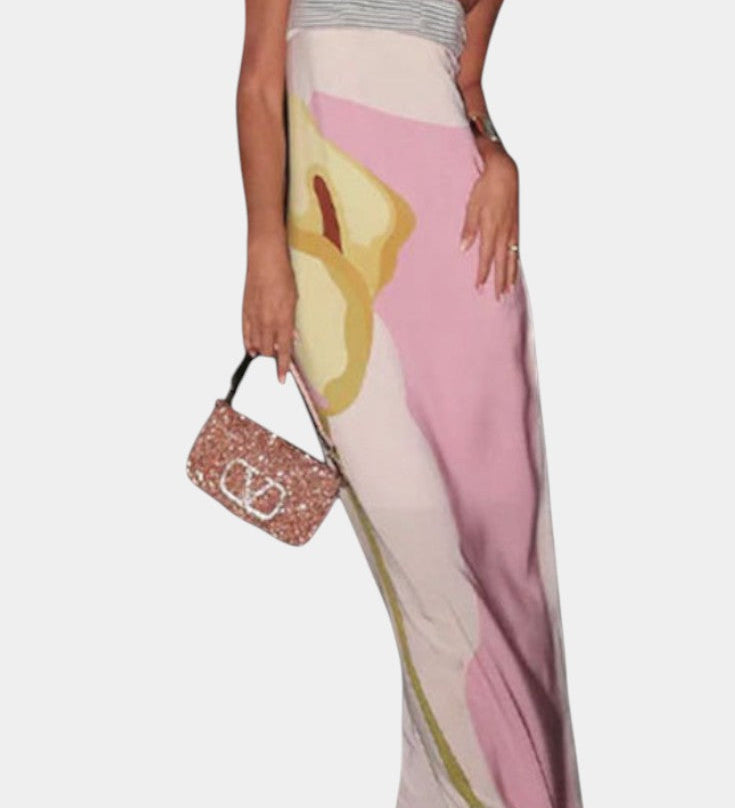 Vestido sin Tirantes con Encantador Estampado Floral de Laura