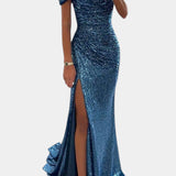 Ariel Vestido de Sirena con Lentejuelas y Diseño Off-Shoulder para Brillar en Cada Ocasión