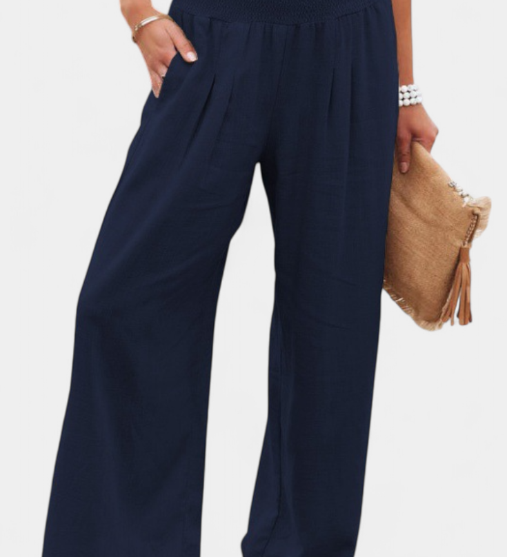 Lexia Pantalón de Algodón y Lino con Corte Fluido y Estilo Natural Elegante