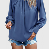 Dottie Blusa de Manga Larga con Encaje en el Cuello para un Toque Elegante