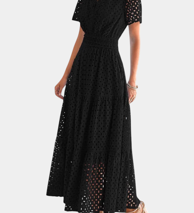 Elegante vestido maxi de encaje bordado Imani para ocasiones especiales