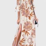 Vestido Maxi Florido Giulia com Decote Ombro a Ombro