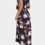 Elegante vestido maxi floral Lisa con escote halter y cinturilla elástica