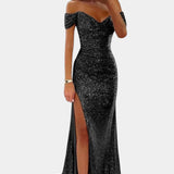 Ariel Vestido de Sirena con Lentejuelas y Diseño Off-Shoulder para Brillar en Cada Ocasión