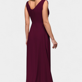 Vestido Largo Rocío con Elegante Drapeado Frontal y Escote Cruzado