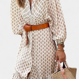 Antonia Vestido Midi Elegante con Cintura Ajustable y Detallados Botones