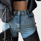 Jeans de tiro alto Mijie con detalles patchwork y corte recto para un estilo elegante y cómodo