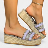 Dorotea Sandalias Planas con Doble Correa y Suela Trenzada de Estilo Étnico
