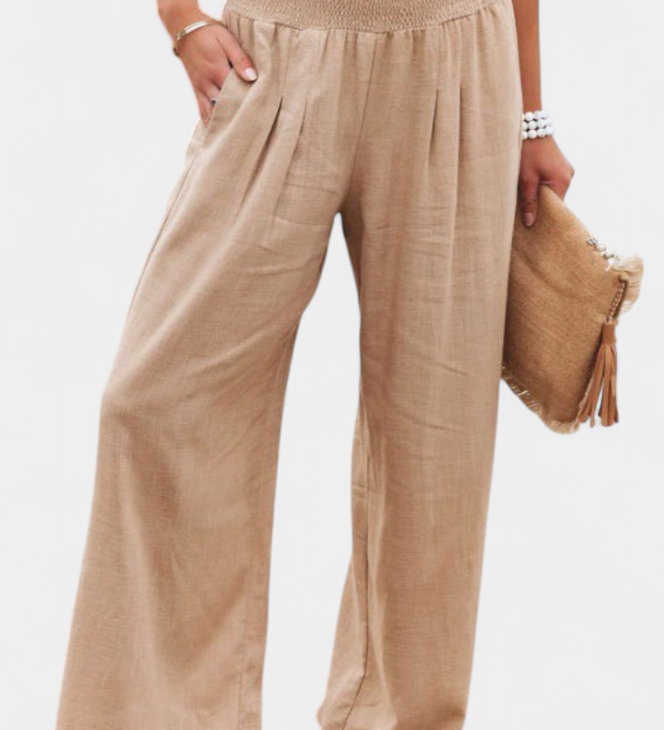 Lexia Pantalón de Algodón y Lino con Corte Fluido y Estilo Natural Elegante