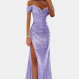 Ariel Vestido de Sirena con Lentejuelas y Diseño Off-Shoulder para Brillar en Cada Ocasión