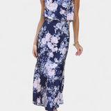 Elegante vestido maxi floral Lisa con escote halter y cinturilla elástica