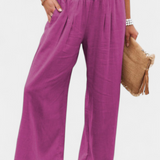 Lexia Pantalón de Algodón y Lino con Corte Fluido y Estilo Natural Elegante