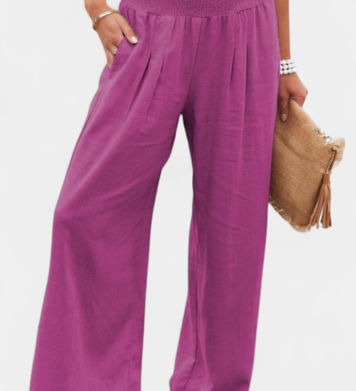 Lexia Pantalón de Algodón y Lino con Corte Fluido y Estilo Natural Elegante