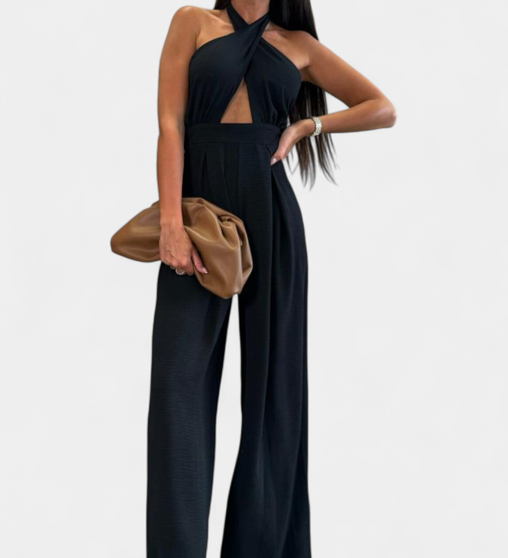 Jessica Mono Halter Cruzado sin Espalda con Pierna Ancha - Elegancia y Comodidad para Cualquier Ocasión