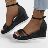 Corinne Sandalias Ortopédicas con Plataforma Wedge y Brillante Acabado para Estilo y Comodidad