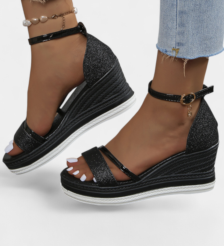 Corinne Sandalias Ortopédicas con Plataforma Wedge y Brillante Acabado para Estilo y Comodidad