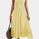 Luz Vestido A-Line con Tirantes y Dobladillo Rizado para un Look Elegante y Cómodo