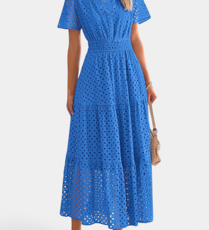 Elegante vestido maxi de encaje bordado Imani para ocasiones especiales