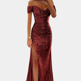 Ariel Vestido de Sirena con Lentejuelas y Diseño Off-Shoulder para Brillar en Cada Ocasión