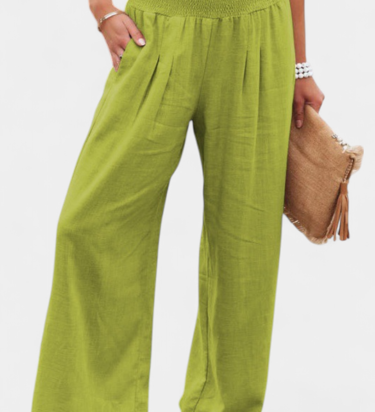 Lexia Pantalón de Algodón y Lino con Corte Fluido y Estilo Natural Elegante