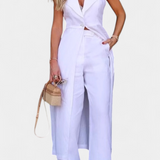 Eider Elegante Conjunto con Chaleco Largo y Pantalón Recto para Estilo y Comodidad