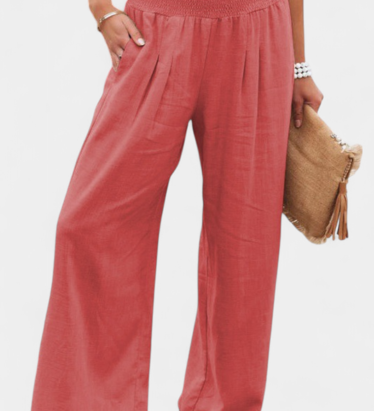 Lexia Pantalón de Algodón y Lino con Corte Fluido y Estilo Natural Elegante