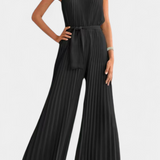 Elegante Patrizia Mono Palazzo Plisado con Cuello Halter para un estilo sofisticado