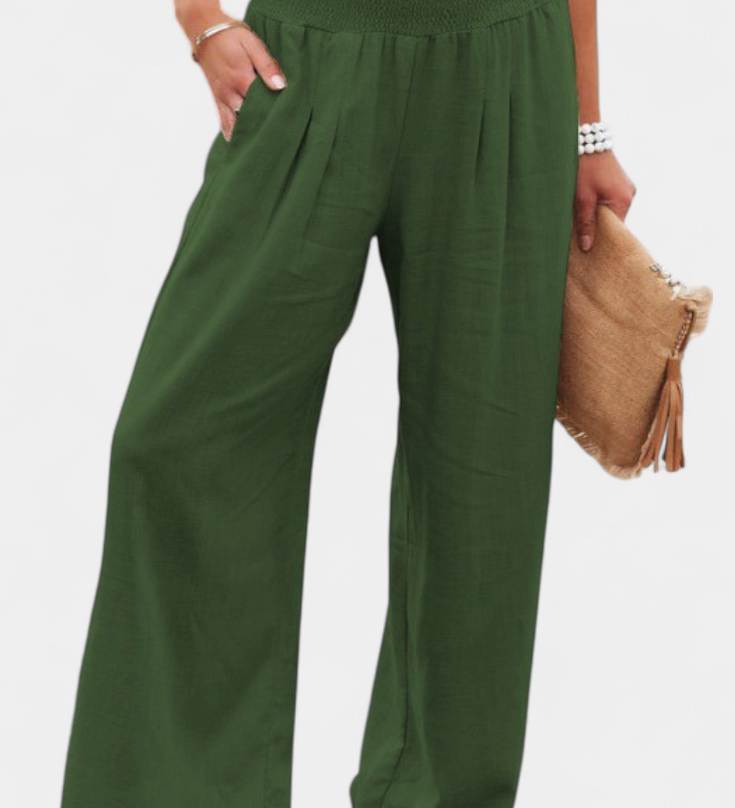 Lexia Pantalón de Algodón y Lino con Corte Fluido y Estilo Natural Elegante