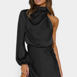 Mara Vestido Mini Drapado Asimétrico de Un Hombro para un Estilo Elegante