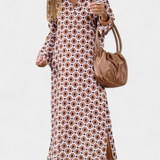 Vestido Largo Geométrico Brisa con Abertura y Escote en V - Elegancia y Estilo Sin Esfuerzo