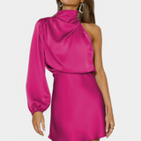 Mara Vestido Mini Drapado Asimétrico de Un Hombro para un Estilo Elegante