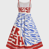 Vestido Vintage Maricela con Tirantes y Chic Estampado de Sardinas