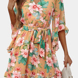 Besa Vestido Mini Floral Impreso con Silueta Elegante y Fluida