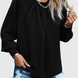 Dottie Blusa de Manga Larga con Encaje en el Cuello para un Toque Elegante