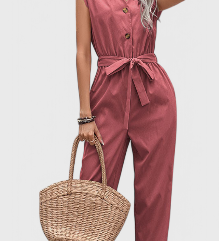 Marie Mono Sin Mangas con Detalles de Botones y Estilo Clásico