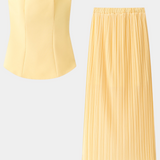 Conjunto de Dos Piezas Clarita con Diseño Plisado y Sin Tirantes para un Estilo Elegante