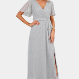 Vestido Maxi Envolvente Esperanza con Elegantes Mangas de Volante