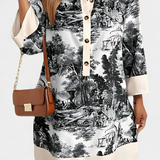 Vestido Camisero Wilma con Estampado de Paisaje - Comodidad y Estilo Únicos