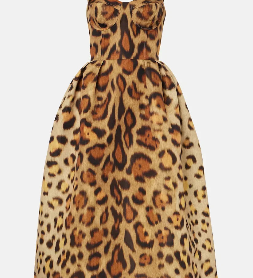 Vestido Midi Tiana Bustier de Leopardo para un Estilo Audaz y Elegante