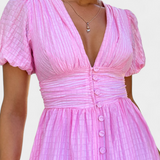 Vestido Maxi Mélia con Escote en V y Mangas Abullonadas - Elegancia y Comodidad para Cualquier Ocasión