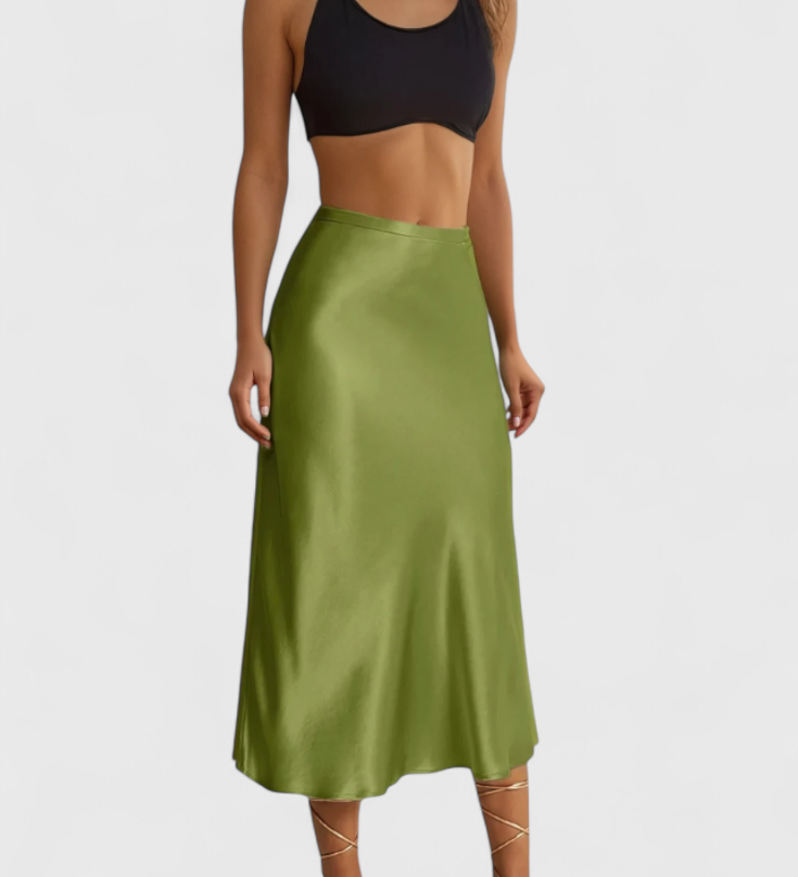 Elegante Falda Midi Maxima con Cintura Alta para un estilo sofisticado