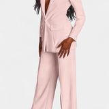 Conjunto de Blazer a Medida y Pantalones de Pierna Ancha de Estilo Elegante y Moderno