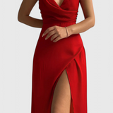 Vestido Elina de Corte Fluido con Escote en V para un Estilo Elegante y Cómodo